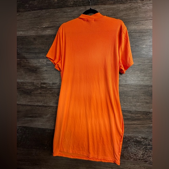 SHEIN Bright Orange Ribbed Mini Dress - Picture 2 of 6